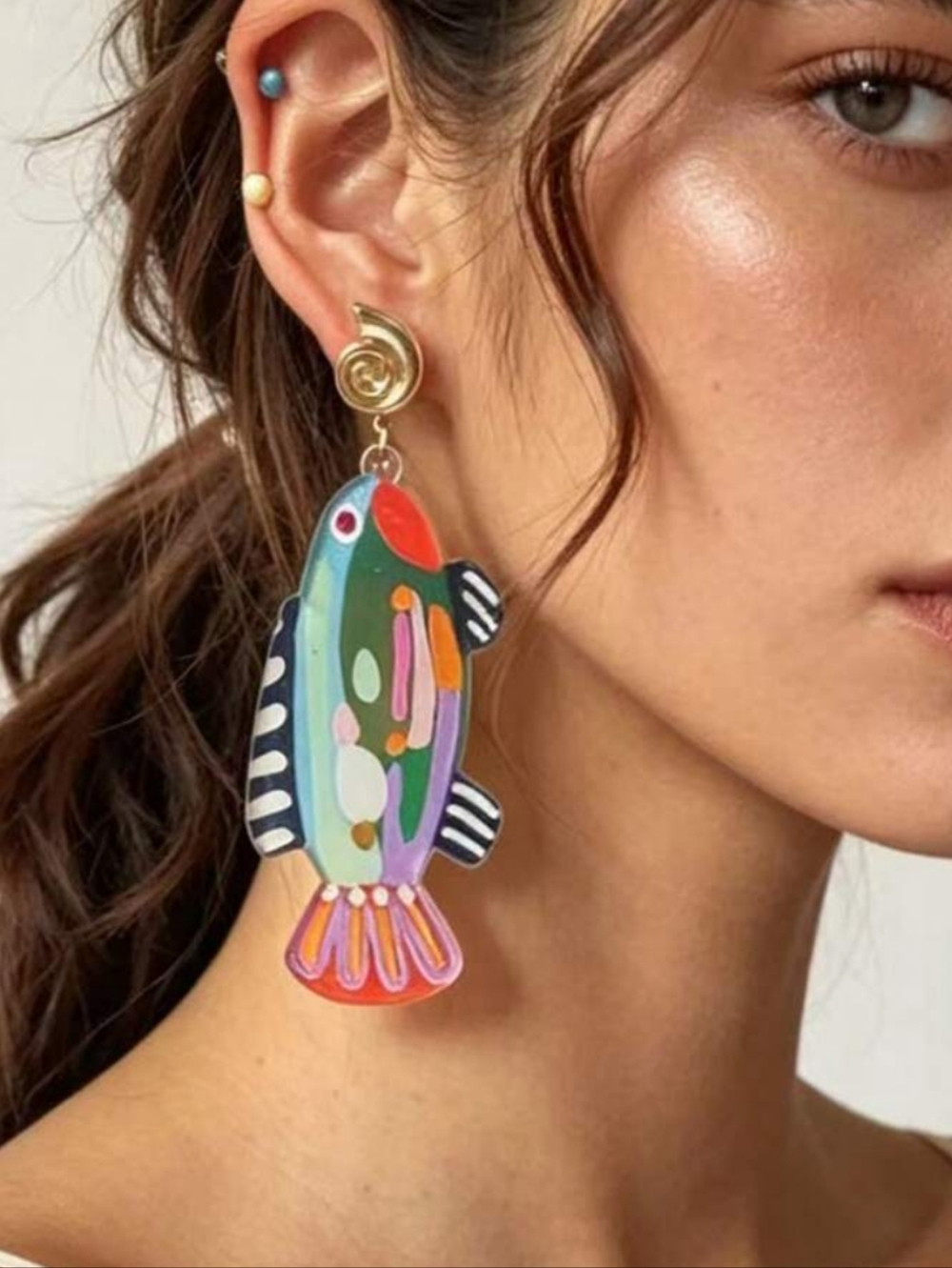 Boho Multicolor Acrylic Fish Earrings – Colorful Design Statement